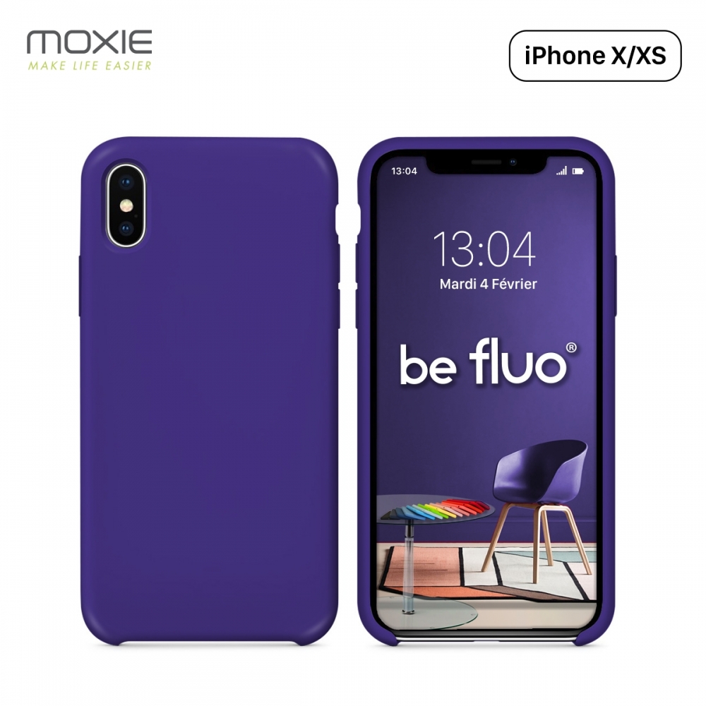 Moxie Coque iPhone XS / iPhone X [BeFluo] Coque Silicone Fine et Légère pour iPhone XS 5.8" et iPhone X, Intérieur Microfibre, Coque Anti-chocs et Anti-rayures pour iPhone XS/X - Violet