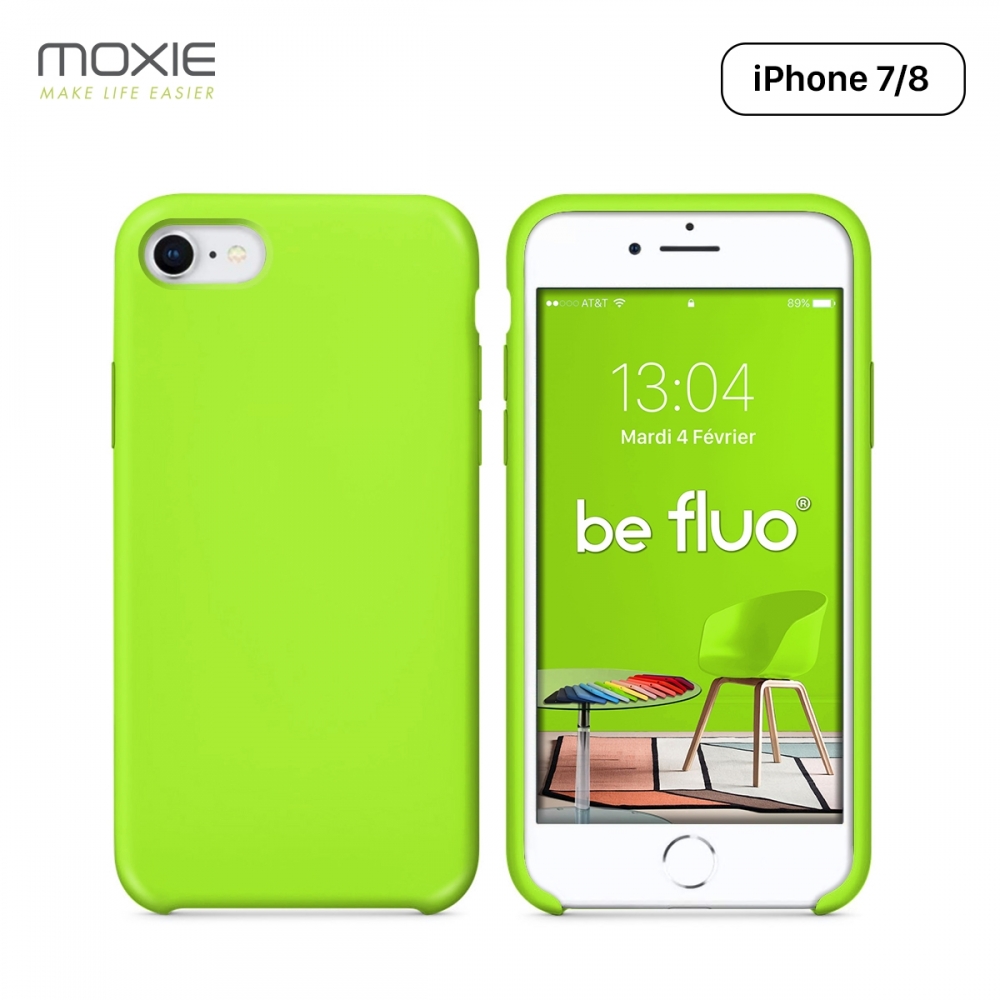 Moxie Coque iPhone 7/8/SE 2020 [BeFluo] Coque Silicone Fine et Légère pour iPhone 8, iPhone 7 et iPhone SE 2020, Intérieur Microfibre, Coque Anti-chocs et Anti-rayures pour iPhone 8/7/SE 2020 - Vert Pomme