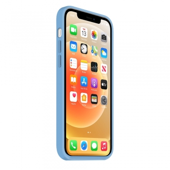 Coque Silicone Moxie BeFluo Fine et Légère pour iPhone 14 Plus, Intérieur Microfibre - Bleu acier