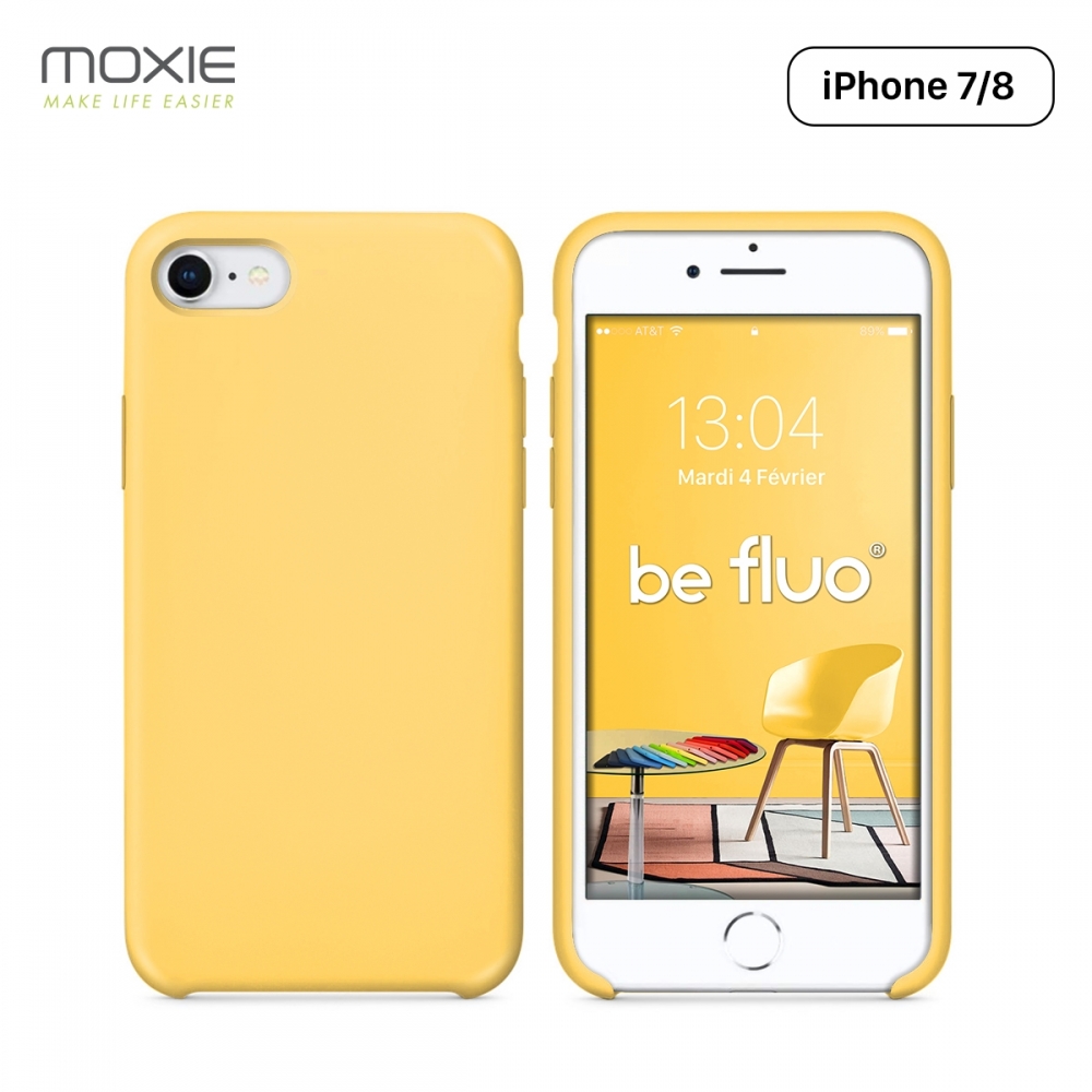 Moxie Coque iPhone 7/8/SE 2020 [BeFluo] Coque Silicone Fine et Légère pour iPhone 8, iPhone 7 et iPhone SE 2020, Intérieur Microfibre, Coque Anti-chocs et Anti-rayures pour iPhone 8/7/SE 2020 - Jaune Clair