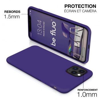 Coque Silicone Moxie BeFluo Fine et Légère pour iPhone 14 Plus, Intérieur Microfibre - Violet