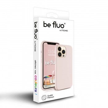 Coque Silicone Moxie BeFluo Fine et Légère pour iPhone 14, Intérieur Microfibre - Rose des sables
