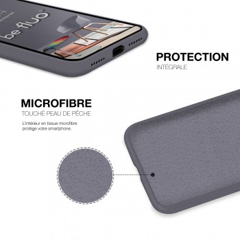 Coque Silicone Moxie BeFluo Fine et Légère pour iPhone 14 Pro Max, Intérieur Microfibre - Gris lavande