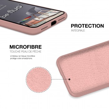 Coque Silicone Moxie BeFluo Fine et Légère pour iPhone 14 Pro, Intérieur Microfibre - Rose clair
