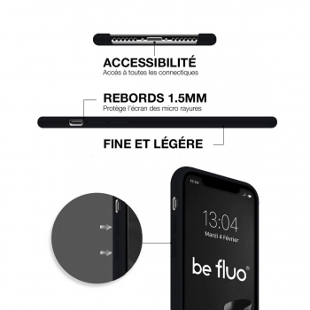 Coque Silicone Moxie BeFluo Fine et Légère pour iPhone 14 Pro, Intérieur Microfibre - Noir