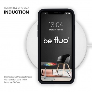 Coque Silicone Moxie BeFluo Fine et Légère pour iPhone 14 Pro, Intérieur Microfibre - Noir