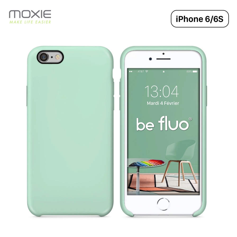Moxie Coque iPhone 6/6S [BeFluo] Coque Silicone Fine et Légère pour iPhone 6S et iPhone 6, Intérieur Microfibre, Coque Anti-chocs et Anti-rayures pour iPhone 6S/6 - Menthe