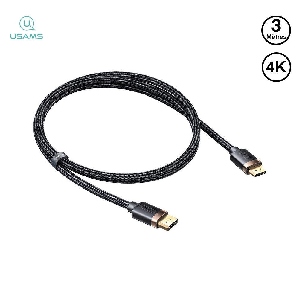 Câble vidéo HDMI vers HDMI 4K Usams en nylon tressé 3 mètres