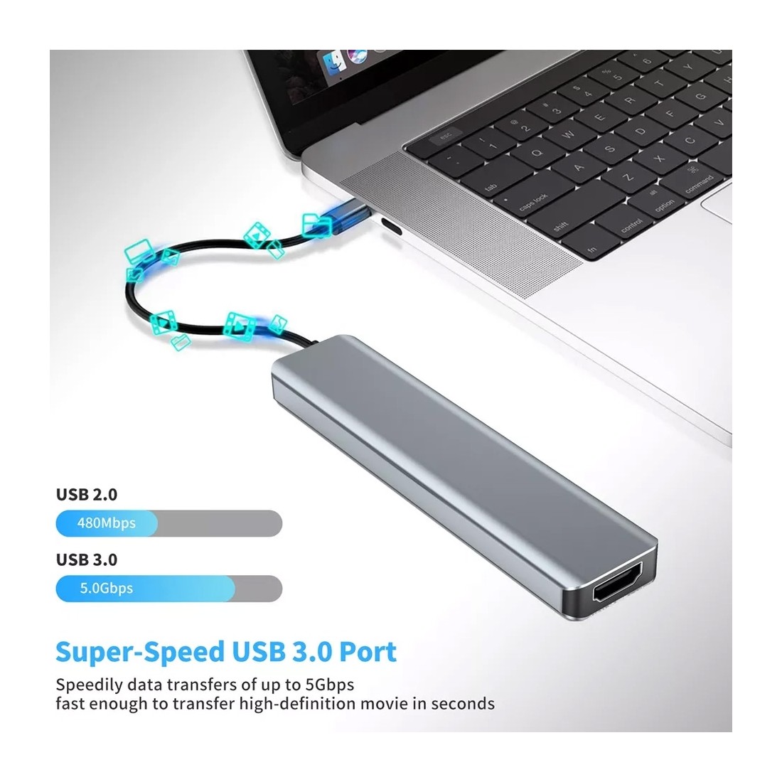 UtechSmart USB C Hub, USB C Ethernet Multiport Adapter, 6 In 1 USB C to HDMI Dock Compatible for Macbook Pro/Air, Chromebook, Dell XPS, HP and Type C Devices (Gigabit Ethernet