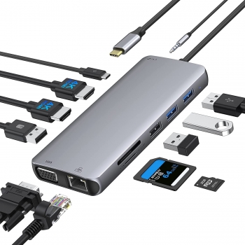 Hub USB-C vers HDMI 4K / 2 USB-A -/2 USB-C + 2 lecteurs