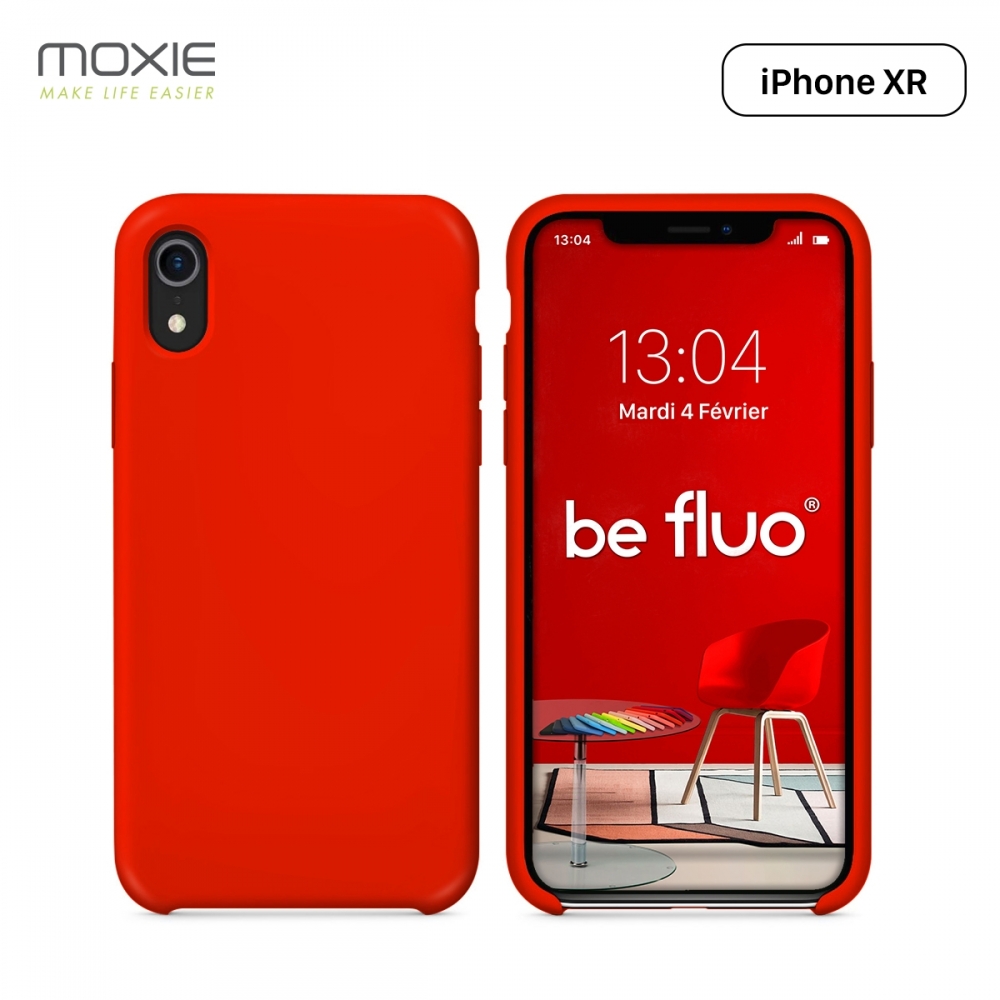 Moxie Coque iPhone XR [BeFluo] Coque Silicone Fine et Légère pour iPhone XR 6.1", Intérieur Microfibre, Coque Anti-chocs et Anti-rayures pour iPhone XR - Rouge