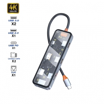 Hub USB-C transparent vers...