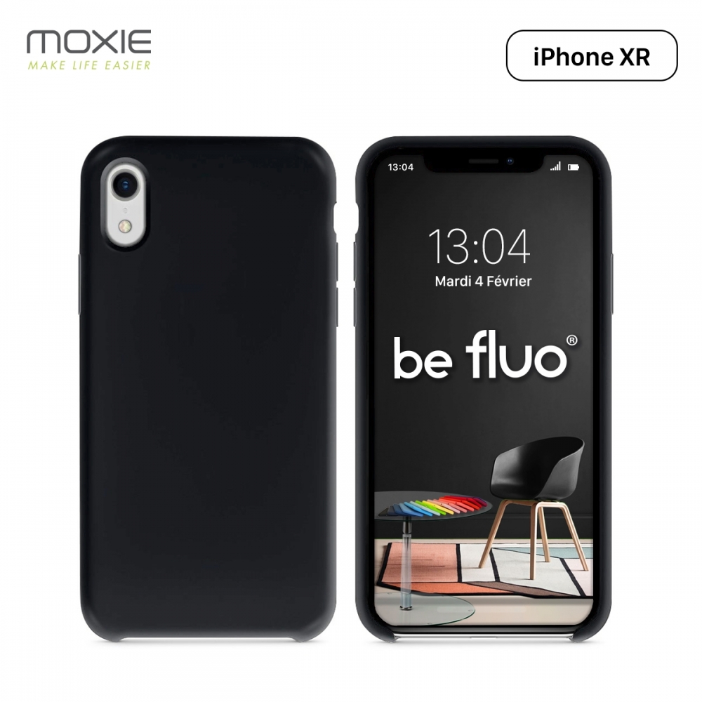 Moxie Coque iPhone XR [BeFluo] Coque Silicone Fine et Légère pour iPhone XR 6.1, Intérieur Microfibre, Coque Anti-chocs et Anti-rayures pour iPhone XR - Noir
