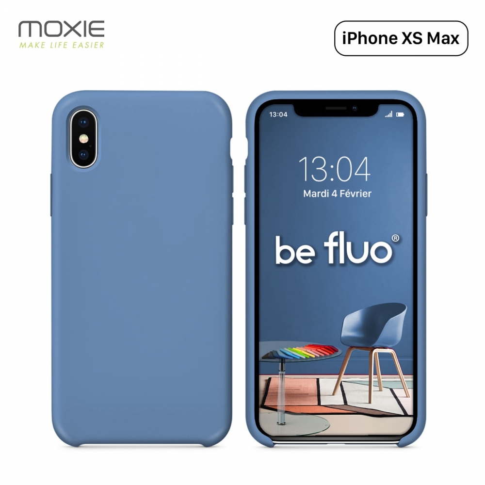 Moxie Coque iPhone XS Max [BeFluo] Coque Silicone Fine et Légère pour iPhone XS Max 6.5", Intérieur Microfibre, Coque Anti-chocs et Anti-rayures pour iPhone XS Max - Bleu Acier