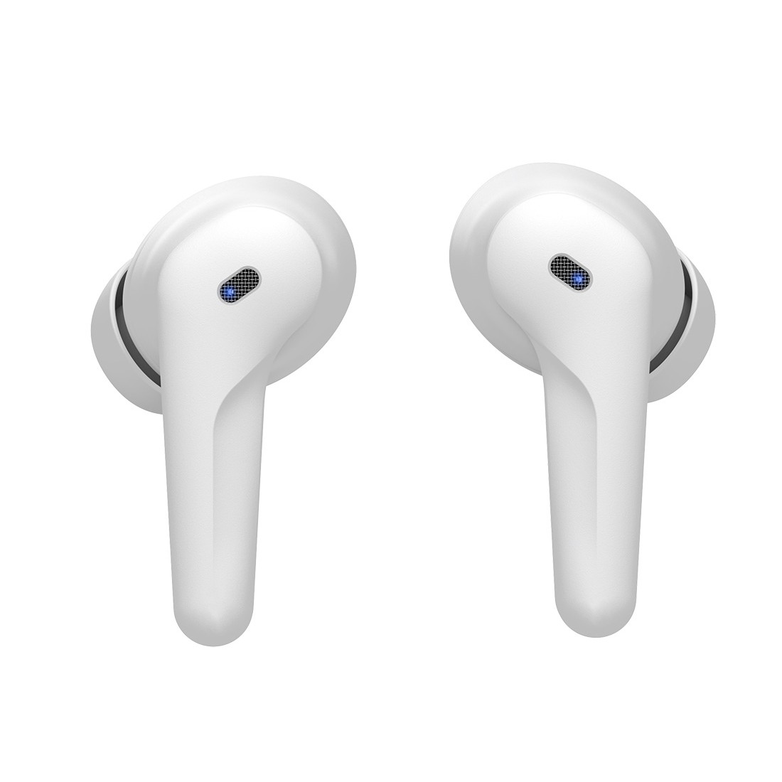 Oreillette bluetooth stéréo Moxie Minitwin avec boitier coulissant blanc