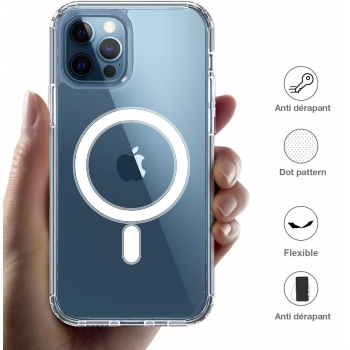 Coque transparente renforcée compatible Magsafe pour iPhone 12 Pro Max