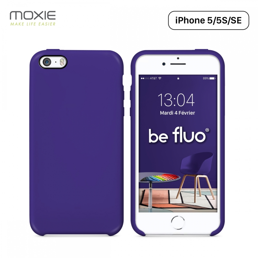 Moxie Coque iPhone 5/5S/SE [BeFluo] Coque Silicone Fine et Légère pour iPhone SE, iPhone 5S et iPhone 5, Intérieur Microfibre, Coque Anti-chocs et Anti-rayures pour iPhone SE/5S/5 - Violet