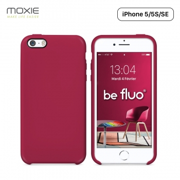 Coque de protection iphone 5/5S/SE silicone rose fluo, neuve - Petit Studio