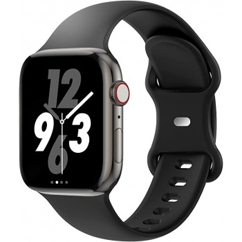 Bracelet en silicone pour Apple watch taille 42-44-45 mm - Noir