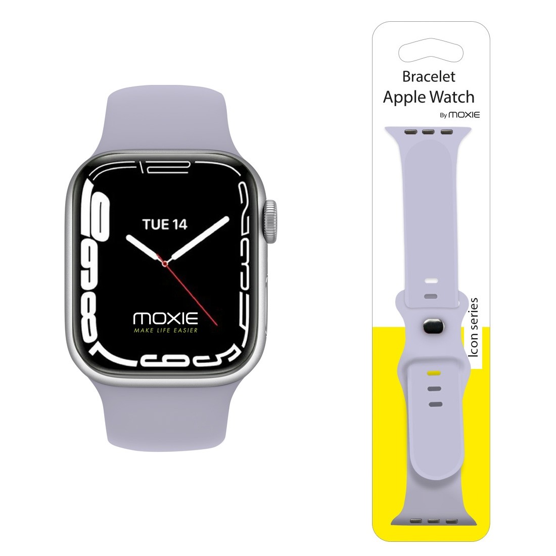 Bracelet en silicone pour Apple watch taille 42-44-45 mm - gris lavande