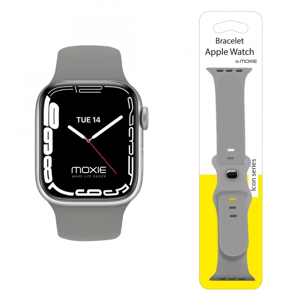 Bracelet en silicone pour Apple watch taille 42-44-45 mm - gris