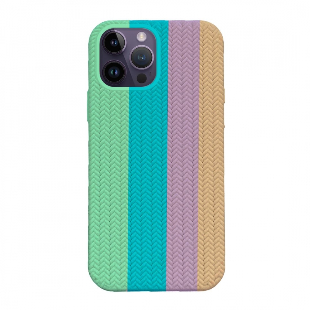 Coque TPU motif texture chevron pour iphone 14 Pro - Multicouleur