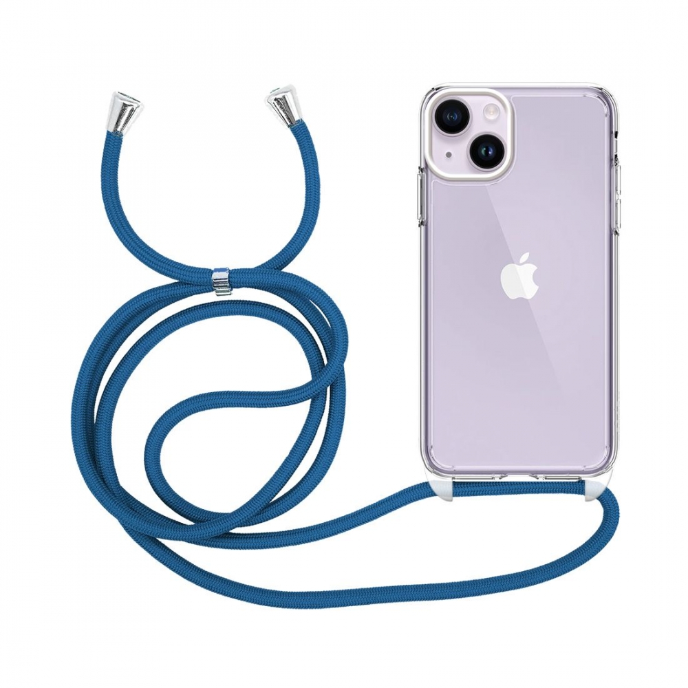 Coque renforcée pour iPhone 13 avec tour de cou 8mm - bleu