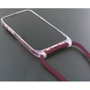 Coque renforcée pour iPhone 14 pro avec tour de cou 8mm - Lie de vin