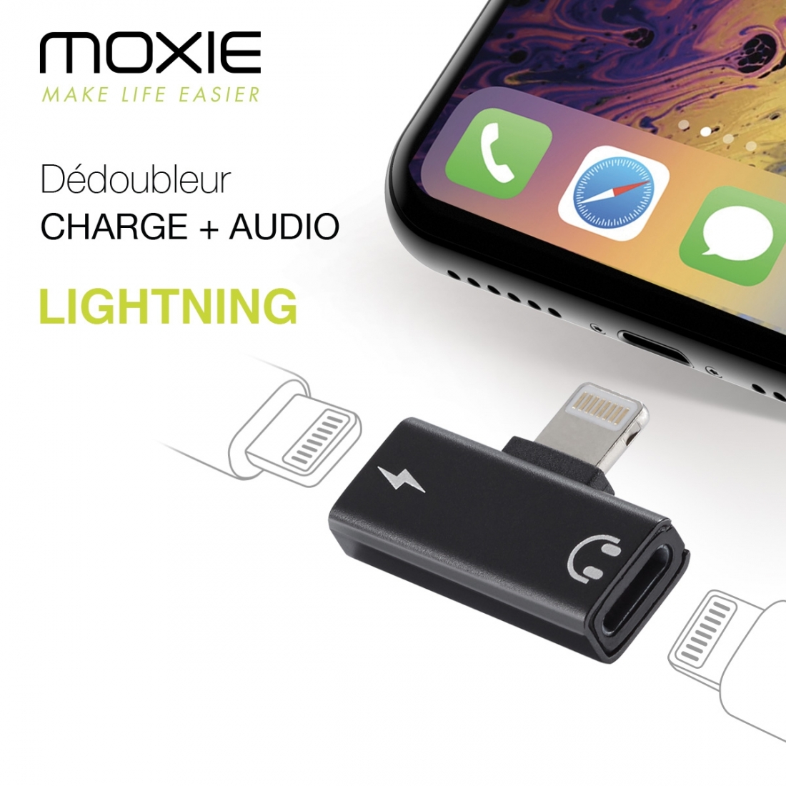 Mini Adaptateur Audio Lightning, Moxie [Lightning Lightning] pour