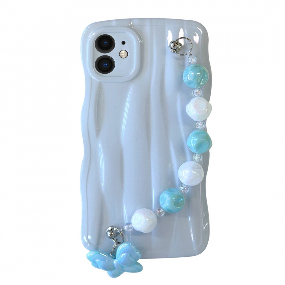 Coque TPU motif Relief avec dragonne bijoux pour iphone 11 - Bleu nacré