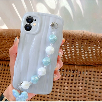 Coque TPU motif Relief avec dragonne bijoux pour iphone 11 - Bleu nacré
