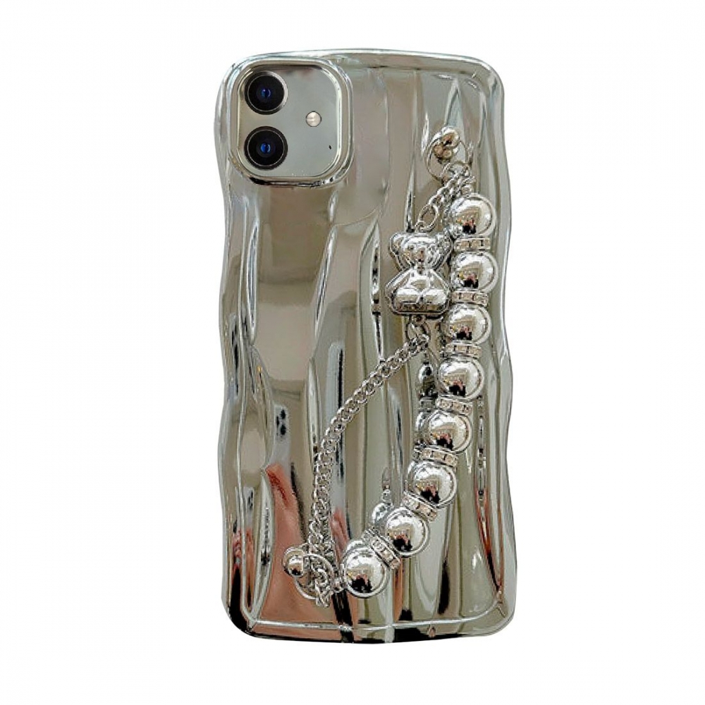 Coque TPU motif Relief avec dragonne bijoux pour iphone 11 - Argent