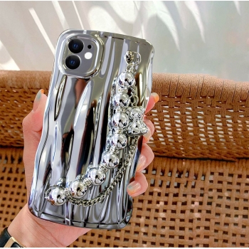 Coque TPU motif Relief avec dragonne bijoux pour iphone 11 - Argent