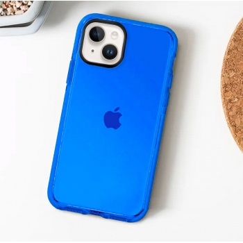 Coque tpu renforcée avec liseret noir pour iPhone 11 - bleu transparent