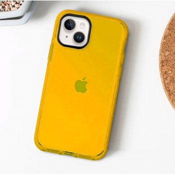 Coque tpu renforcée avec liseret noir pour iPhone 13 - orange transparent
