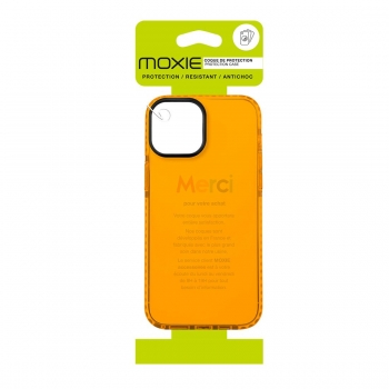 Coque tpu renforcée avec liseret noir pour iPhone 13 - orange transparent