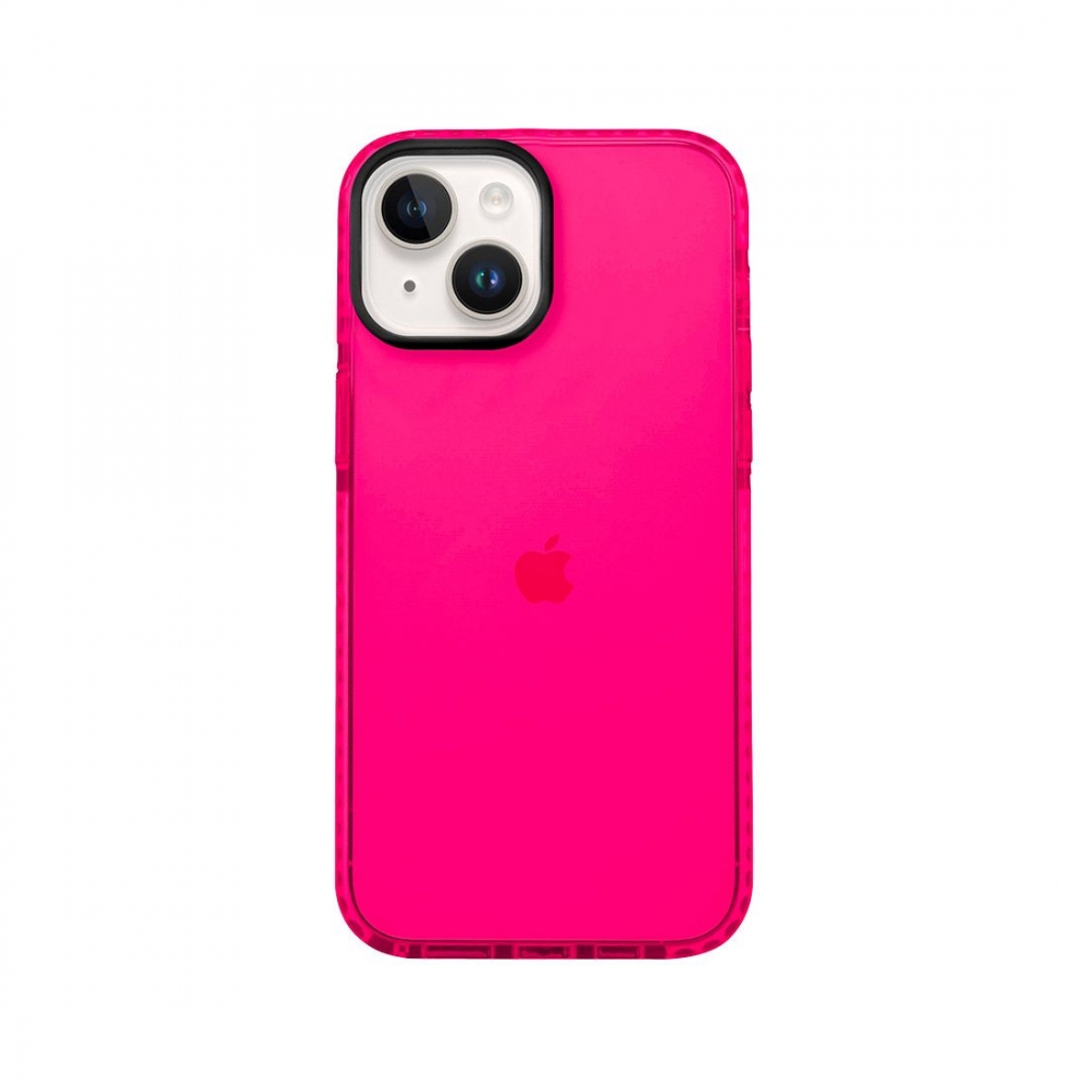 Coque tpu renforcée avec liseret noir pour iPhone 13 - rose transparent