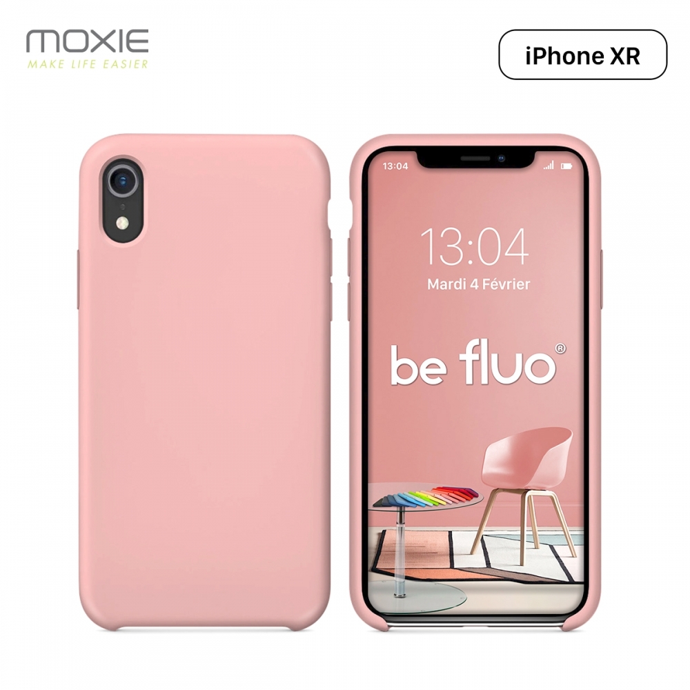 Moxie Coque iPhone XR [BeFluo] Coque Silicone Fine et Légère pour iPhone XR 6.1, Intérieur Microfibre, Coque Anti-chocs et Anti-rayures pour iPhone XR - Rose Clair