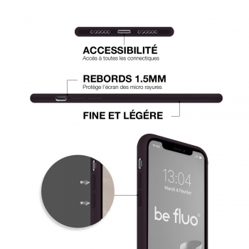 Coque Silicone Moxie BeFluo Fine et Légère pour iPhone 14 Pro, Intérieur Microfibre - Cassis
