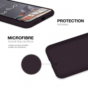 Coque Silicone Moxie BeFluo Fine et Légère pour iPhone 14 Pro, Intérieur Microfibre - Cassis