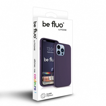 Coque Silicone Moxie BeFluo Fine et Légère pour iPhone 14 Pro, Intérieur Microfibre - Cassis