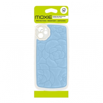 Coque tpu et pu - bimatière motif fleur pour iphone 11 - Bleu clair