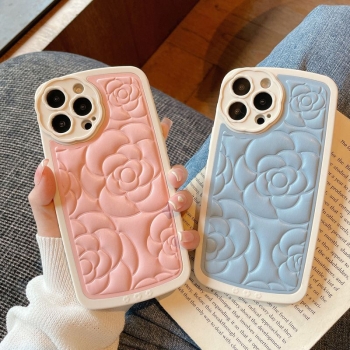Coque tpu et pu - bimatière motif fleur pour iphone 11 - Bleu clair