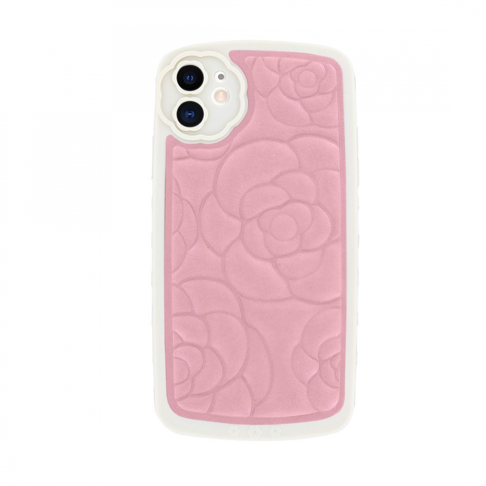 Coque tpu et pu - bimatière motif fleur pour iphone 11 - Rose
