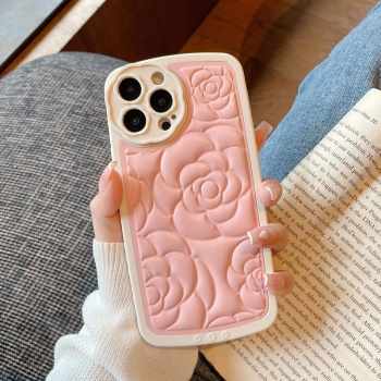 Coque tpu et pu - bimatière motif fleur pour iphone 11 - Rose