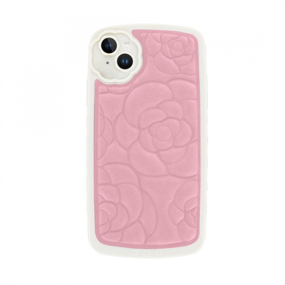 Coque tpu et pu - bimatière motif fleur pour iphone 13 - Rose