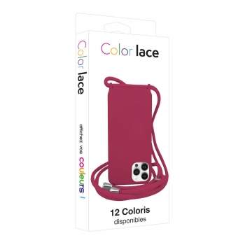 Coque premium Color Lace avec tour de cou 8mm pour iphone 14 - Lie de vin