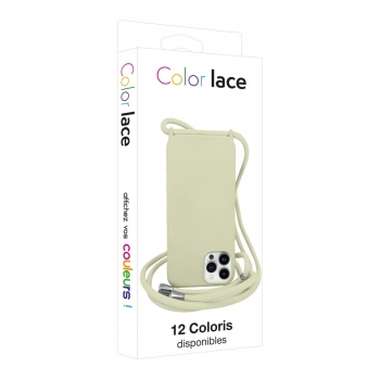 Coque premium Color Lace avec tour de cou 8mm pour iphone 14 - Blanc creme