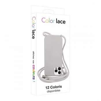 Coque premium Color Lace avec tour de cou 8mm pour iphone 14 - Gris