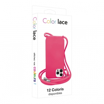 Coque premium Color Lace avec tour de cou 8mm pour iphone 14 - Rose vif